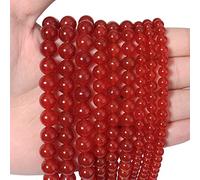 35pcs 10mm Natural Red Agate Gemstone Beads, Energy Healing Crystal Round Loose for Jewelry Making, DIY Bracelets Necklaces