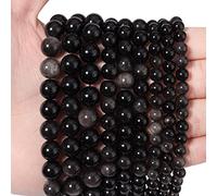 35pcs 10mm Natural Silver Obsidian Gemstone Beads, Energy Healing Crystal Round Loose for Jewelry Making, DIY Bracelets Necklaces