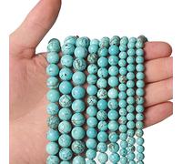 35pcs 10mm Natural Turquoise Gemstone, Energy Healing Crystal Round Loose Stone, for Jewelry Making, DIY Bracelets Necklaces