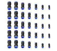 35Pcs Air Hose Pneumatic Quick Fittings, OD 4/6/8/10/12/14/16mm Straight Connector, Push to Connect Air Fittings with 360 Degree Rotation, High Pressure for Pneumatic Too