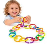 35pcs Baby Links Rings, Anti-Drop Geometric Toy Straps for Prams & Pushchairs, Plastic Linking Chains & Teether Loops for Infant Activity Gym, Essential Car Seat Accessories New Gift