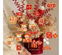 35Pcs Chinese New Year Decorations, 2025 Spring Festival Red Hanging Ornaments, Lucky Fu Character Chinese Knot Pendant for New Year Home Office Car Tree Year of the Snake