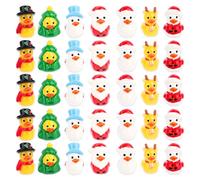 35pcs Christmas Mini Resin Ducks, Creative Dress-Up Tiny Yellow Duck with Santa Hats for DIY Miniature Landscape Crafts Small Car Ornament Party Supply