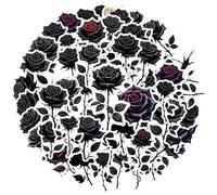 35Pcs Floral Black Rose Stickers for Black Rose Lover Couple Party Adults Teens Water Bottle Laptop Phone Cases Planner Skateboard Luggage
