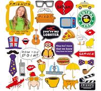 35pcs Friends Themed Party Photo Booth Props, Friends Selfie Frame with Friends TV Show Party Photo Props, Friends Themed Birthday Bachelorette Party Decorations Friends Party Supplies