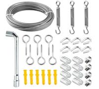 35Pcs Garden Wire for Climbing Plants 20Mx2mm Stainless with M3 Rope Clamp | for Gardening Fence Wire, Garden Trellis,Climbing Plants Support 304 Stainless Catenary Wire kit with Vine Eyes