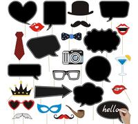 35pcs Insta-Themed Social Media Party Selfie Photo Booth Props with Emoji & Speech Bubble DIY Photo Props for Birthday, Graduation, Festivals, Anniversary, Wedding Event Decoration Party Supplies
