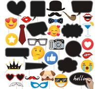 35pcs Insta-Themed Social Media Party Selfie Photo Booth Props with Emoji & Speech Bubble DIY Photo Props for Birthday, Graduation, Festivals, Anniversary, Wedding Event Decoration Party Supplies