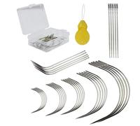 35PCS J I C Shaped Curved Needles 7 Sizes Curved Sewing Needle Hand Sewing Needles Hair Weave Needles for Making Wigs, Carpet Leather, Canvas Repair, Modelling and Crafts Sofa Cloth, Shoes
