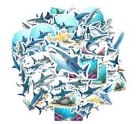 35Pcs Lovely Shark Theme Stickers Waterproof Shark Theme Sticker for Water Bottle Laptop Phone Cases Planner Skateboard Luggage Helmet Party Favor Decor Ideal for Adults Teens Teacher Rewards C382B1A