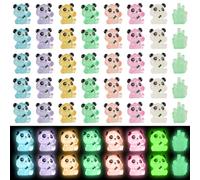 35pcs Luminous Mini Pandas & 5pcs Bamboos, Small Resin Pandas Glow in the Dark Tiny Miniature Panda Figurines Resin Animals for DIY Crafts