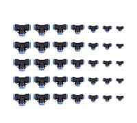 35Pcs OD 4/6/8/10/12/14/16mm Air Hose Pneumatic 3 Way Tee Union Connector Quick Fittings Blue Black Simple Installation High Precision Threads Durable Easy to Install for