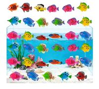 35Pcs Plastic Fish, Floating Tropical Fish Models, Assorted Colours and Styles for Bath Time Educational Play, Ocean Themed Party Decorations, Classroom Marine Life Teaching, Pool Games and Activities