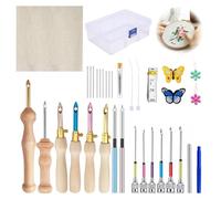 35Pcs Punch Needle Kit, Adjustable Yarn Punch Needles Set, Wooden Punch Needle Tool Embroidery Kit for Sewing DIY Craft, Embroidery Floss Cross Stitching Beginner