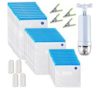 35PCS Vacuum Food Storage Bag Reusable Vacuum Sealer Bags 3 Sizes with 1 Hand Pump 4 Cooking Clips