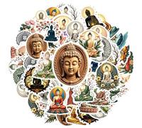 35Pcs Vintage Buddha Meditation Stickers Waterproof Buddha Meditation Sticker for Water Bottle Laptop Phone Cases Planner Luggage Helmet Favor Decor Ideal for Adults Teens Teacher Rewards C4L5M1A