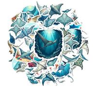 35Pcs Vivid Manta Ray Ocean Stickers Waterproof Manta Ray Ocean Sticker for Water Bottle Laptop Phone Cases Planner Skateboard Luggage Helmet Party Decor Ideal for Adults Teens Teacher Rewards C4B9L1B