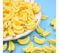 35Pcs Yellow Mini Plastic Artificial Bananas,Cute 1/12 Scale Banana Models,Lifelike Fruit Banana,Mini Fake Fruit for Mini House Kitchen Fairy Garden Decor,Dollhouse Decor Accessories