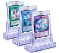 35pt Magnetic Acrylic Card Holders, 3ct Hard Plastic Cards Protectors for Collectible Trading Card with 3 Stands Fits Baseball, TCG, MTG & Sports Cards