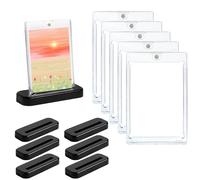 35PT Magnetic Trading Card Sleeves: 6PCS Hard Acrylic Transparent Trading Card Display Holder Protector Storage Case with 6 Stand Feet for MTG YUGIOH Sports Game Standard Card