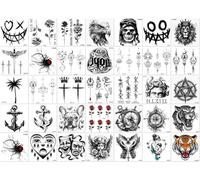 35sheets Black And White Hand, Finger, And Back Of Hand Temporary Tattoo Stickers, Simple And Creative Waterproof Stickers.