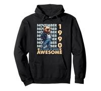 35th Birthday Bear Legends November 1990 35 Years Old Mens Pullover Hoodie