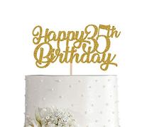 35th Birthday Cake Topper, Gold Glitter Cheers To 35 Years Party Decoration, Supply