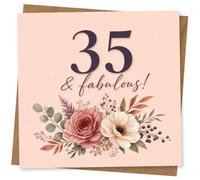35th Birthday Card for Her, 35 & Fabulous Floral Birthday Card, Elegant Milestone for Wife, Sister, Daughter, Friend