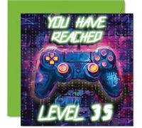 35th Birthday Cards for Men - Neon Video Gamer - Happy Birthday Card for 35 Year Old Man Cousin Dad Colleague Brother, 145mm Bday Greeting Cards