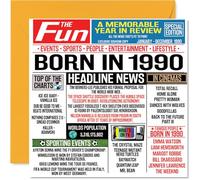 35th Birthday Cards for Men Women - Born In 1990 Newspaper - Happy 35 Birthday Card for Brother Sister Friends Vintage Retro Back In 1990, 145mm Bday Greeting Cards