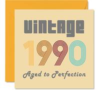 35th Birthday Cards for Men Women - Vintage 1990 Aged To Perfection - 35 Birthday Card Funny for Her Him, 145mm Greeting Cards Mum Dad Brother Sister Uncle Auntie