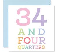 35th Birthday Cards for Men Women - 34 and four quarters - Happy Birthday Card for 35 Year Old Man Woman Wife Niece Sister Cousin, 145mm Bday Greeting Cards