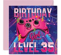 35th Birthday Cards for Women - Gamer Level - Happy Birthday Card for 35 Year Old Woman Auntie Neighbour Niece Friend, 145mm Bday Greeting Cards