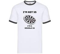 35th Birthday Darts Funny 35 Year Years Old Dart Thirty Five - Mens Contrast Ringer T-Shirt - White/Black - Medium