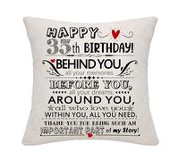 35th Birthday Gift Behind You All Your Memories Cushion Covers for 10-100 Years Old Women Men Teens Happy Birthday Gift for 35 Years Old Sister Brother Wife Husband Cousin Friends Colleagues Gift(35)