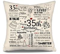 35th Birthday Gift Cushion Cover for Mum Dad Aunt Uncle Daughter Cousin Friend Colleague Girlfriend Boyfriend Wife Husband 35 Years Old Women Men Gift Inspirational Cushion Cover Happy Birthday (35)