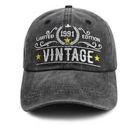 35th Birthday Gifts for Her Him, Vintage 1991 Birthday Decorations Hat, Turning 35 Years Old Party Supplies Baseball Cap Black