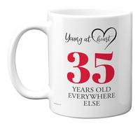35th Birthday Gifts for Women Men, Cheeky Novelty Mug Young at Heart, Gag Joke Gifts, Perfect Funny Mugs for Thirty-Five Thirty-Fifth Birthday Present, 11oz Ceramic Coffee Mugs