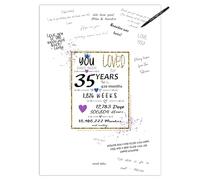35th Birthday Party Guest Book Poster - Table Centerpiece Decoration Banner for Women or Men Turning 35 years old - Sweet Guest Book Alternative - Size A3 Art Anniversary Keepsake Sign for Wishes