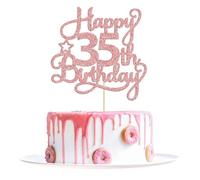 35th Happy Birthday Cake Topper Rose Gold Glitter Happy 35th Cake Topper Cheers to 35 Years for 35 Birthday Decorations 35th Bday Anniversary Party Decor for Girls Boys