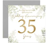 35th Wedding Anniversary Card - Thirty-five Year Anniversaries - Gift for Special Couple Celebrating - Thirty-fifth Wedding Anniversary - Eucalyptus Botanical Design