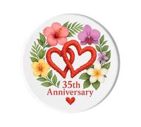 35th Wedding Anniversary, Coral Jade Theme Fridge Magnet: Cute Handmade Keepsake for Wife Husband Couples