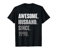 35th Wedding Anniversary For Him Awesome Husband Since 1990 T-Shirt