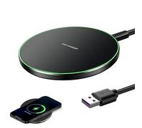 35W Fast Wireless Charger Qi Charging Pad for iPhone 11/12/13/14/15/16, Samsung Galaxy S20/S21/S22/S23/S24/S25, Ultra-Slim Wireless Charging Station with LED Indicator, USB-C Cable (Black)