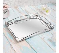 35x23cm Mirrored Rectangle Gatsby Style Silver Trinket