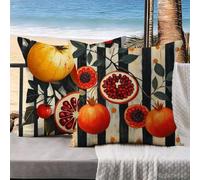 35x35 cm Cushion Covers Fruit Outdoor Cushions Stripe Pillow Cases 2 Pack, Garden Cushions Waterproof Linen Decorative Pillows Sofa Pillows Cushion Cover Pillowcase, Home Decor, Garden Decor k-736