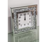 Biznest 35X35Cm New English Number Wall Clock Square Crushed Diamante Diamond Crystal Mirror