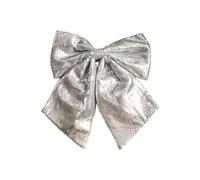 35x40 cm Large Sequin Christmas Bow Decorations, Glitter Sequin Bows Xmas Tree Hanging Decorations, for Tree, Wreath, Door, Window, Party Decor (Silver)