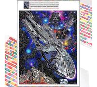 (35x45cm, One size) 5d Diy Diamond Painting Star Wars Millennium Falcon Spaceship Cartoon Cross Stitch Embroidery Mosaic Round Handmade Home