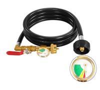 36"/3FT Propane Refill Adapter Hose with Pressure Gauge,Propane Regulator with On/Off Control Valve,350PSI High Pressure Camping Grill (QCC/Type 1 Inlet) 1LB Propane Tank Adapter Connector (3FT)